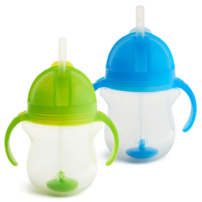 Green Munchkin Click Lock Weighted Straw Cup 7 Ounce 