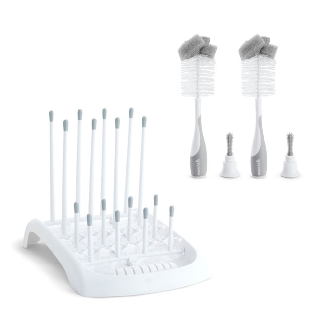 Munchkin Deluxe Drying Rack with Bottle and Teat Brush 