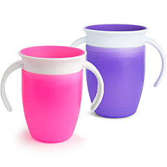 Munchkin Miracle® 360° Trainer Cup, 7oz/207ml, Pink + Purple, 2 Pack