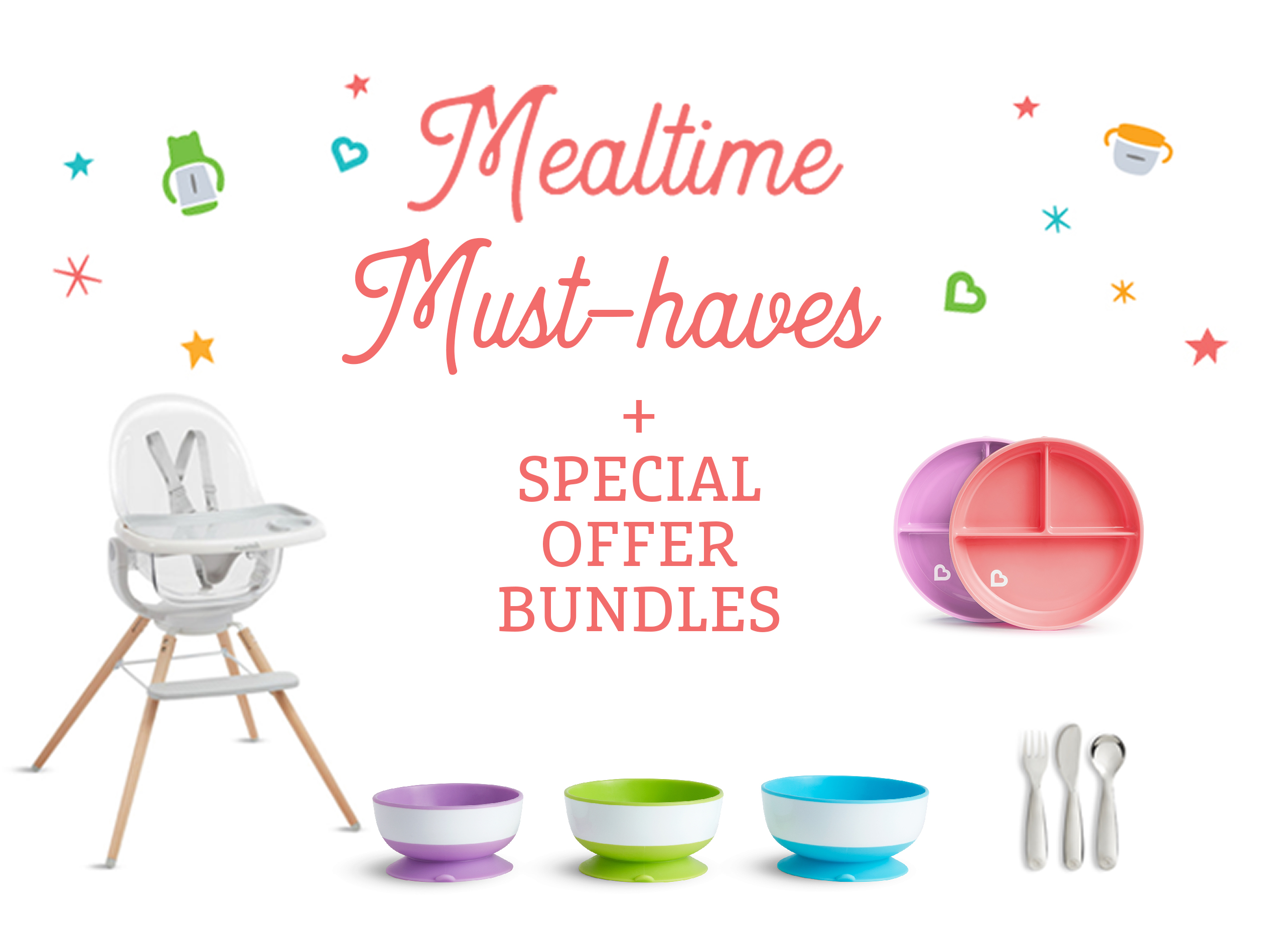 Make mealtimes colourful with Munchkin baby and toddler weaning and feeding essentials